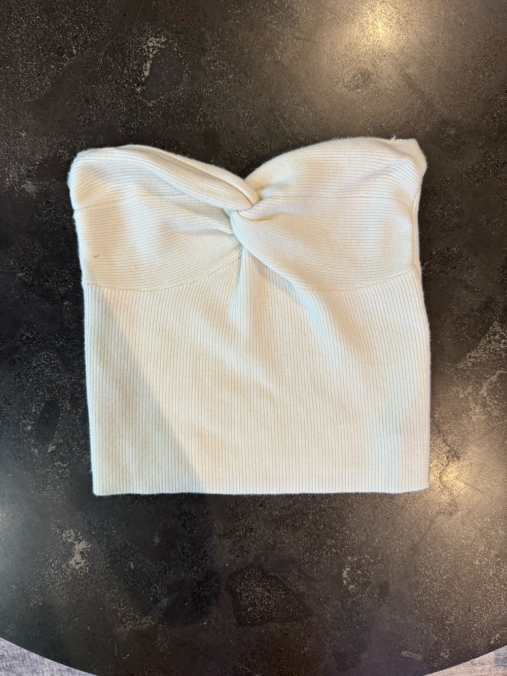 Twist-Front Ribbed Strapless Tube Top - Light Mint